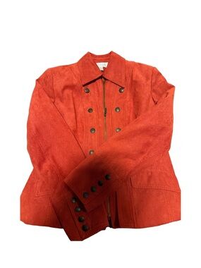 Rust orange Suede Button-Front Women's Jacket